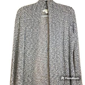 Coldwater Creek navy-tan-cream knit open front cardigan sweater size S/8